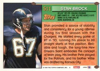1994 Topps - Special Effects #511 Stan Brock Back
