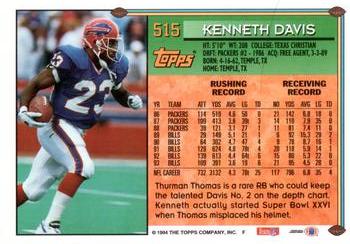 1994 Topps - Special Effects #515 Kenneth Davis Back