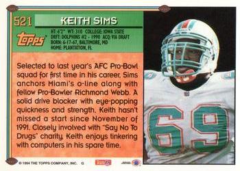 1994 Topps - Special Effects #521 Keith Sims Back