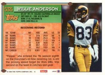 1994 Topps - Special Effects #535 Willie Anderson Back
