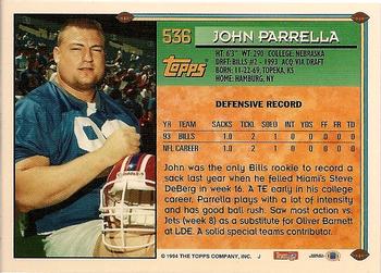 1994 Topps - Special Effects #536 John Parrella Back