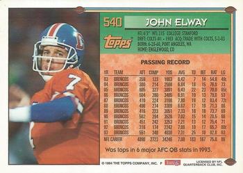 1994 Topps - Special Effects #540 John Elway Back