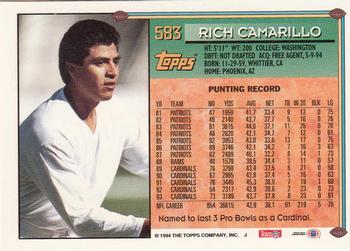 1994 Topps - Special Effects #583 Rich Camarillo Back