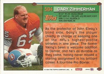 1994 Topps - Special Effects #584 Gary Zimmerman Back