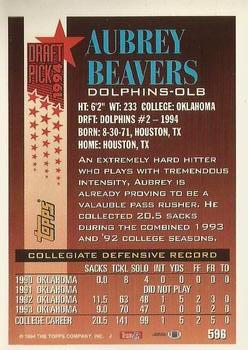 1994 Topps - Special Effects #596 Aubrey Beavers Back