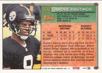 1994 Topps - Special Effects #608 Andre Hastings Back