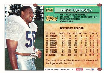 1994 Topps - Special Effects #626 Mike Johnson Back