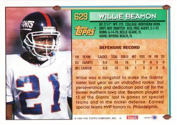 1994 Topps - Special Effects #629 Willie Beamon Back