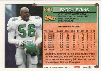 1994 Topps - Special Effects #640 Byron Evans Back