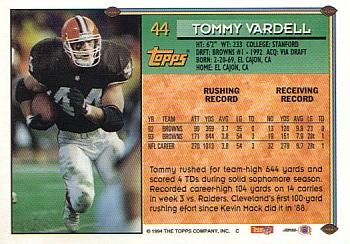 1994 Topps - Special Effects #44 Tommy Vardell Back