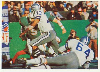 1986 Jeno's Pizza Rolls NFL Action Stickers #1 The Cowboys' First Super Bowl Win Front