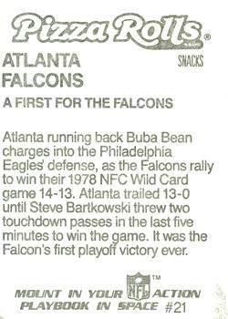 1986 Jeno's Pizza Rolls NFL Action Stickers #21 A First for the Falcons Back