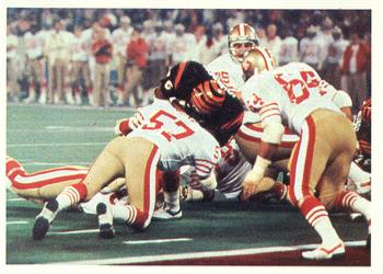 1986 Jeno's Pizza Rolls NFL Action Stickers #27 The 49ers Make a Stand Front