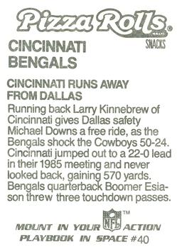 1986 Jeno's Pizza Rolls NFL Action Stickers #40 Cincinnati Runs Away from Dallas Back