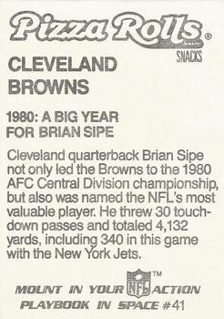 1986 Jeno's Pizza Rolls NFL Action Stickers #41 1980: A Big Year for Brian Sipe Back