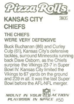 1986 Jeno's Pizza Rolls NFL Action Stickers #50 The Chiefs were Very Defensive Back