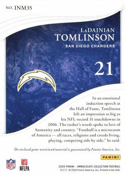 2020 Panini Immaculate Collection - Immaculate Numbers Memorabilia #INM35 LaDainian Tomlinson Back