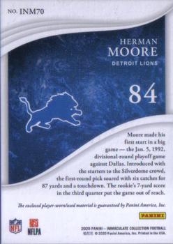 2020 Panini Immaculate Collection - Immaculate Numbers Memorabilia #INM70 Herman Moore Back
