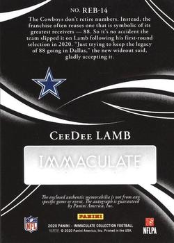 2020 Panini Immaculate Collection - Immaculate Rookie Eye Black Jersey #REB-14 CeeDee Lamb Back