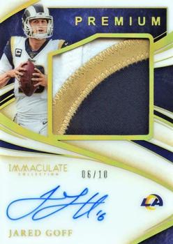 2020 Panini Immaculate Collection - Premium Patch Autographs Gold #PPA-JG Jared Goff Front