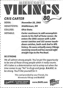 2001 Minnesota Vikings D.A.R.E. #NNO Cris Carter Back
