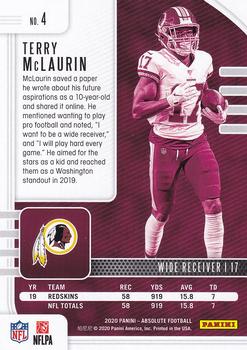 2020 Panini Absolute - Retail #4 Terry McLaurin Back