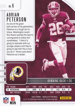 2020 Panini Absolute - Retail #6 Adrian Peterson Back