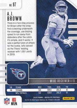 2020 Panini Absolute - Retail #87 A.J. Brown Back
