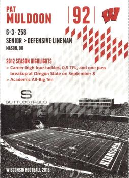 2013 Wisconsin Badgers Program Cards #NNO Pat Muldoon Back