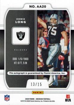 2020 Panini Obsidian - Aurora Autos Electric Etch Yellow #AA20 Howie Long Back