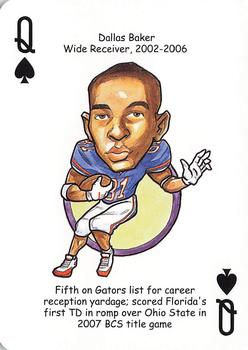 2007 Hero Decks Florida Gators Football Heroes Playing Cards #Q♠ Dallas Baker Front