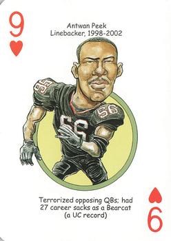 2009 Hero Decks Cincinnati Bearcats Football Heroes Playing Cards #9♥ Antwan Peek Front