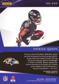2020 Panini Limited #233 Patrick Queen Back