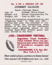 1990 1948 Bowman (Reprint) #3 Johnny Lujack Back