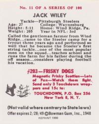 1990 1948 Bowman (Reprint) #11 Jack Wiley Back