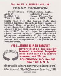 1990 1948 Bowman (Reprint) #16 Tommy Thompson Back