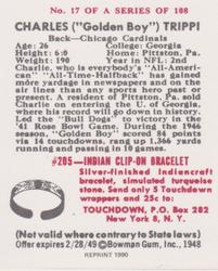 1990 1948 Bowman (Reprint) #17 Charley Trippi Back
