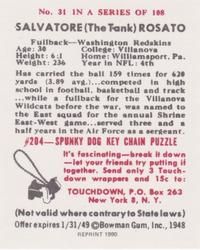 1990 1948 Bowman (Reprint) #31 Salvatore Rosato Back