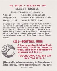 1990 1948 Bowman (Reprint) #60 Elbert Nickel Back