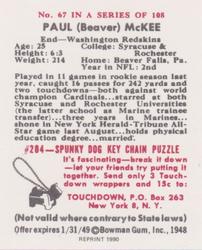 1990 1948 Bowman (Reprint) #67 Paul McKee Back
