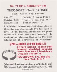 1990 1948 Bowman (Reprint) #72 Ted Fritsch Back