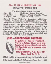 1990 1948 Bowman (Reprint) #73 DeWitt Coulter Back