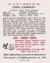 1990 1948 Bowman (Reprint) #82 John Cannady Back