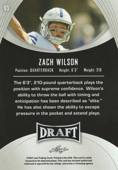 2021 Leaf Draft #03 Zach Wilson Back