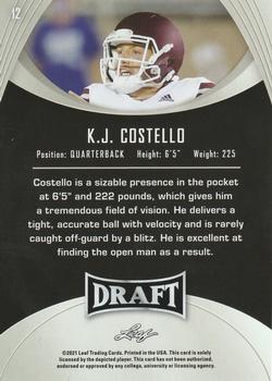 2021 Leaf Draft #12 K.J. Costello Back