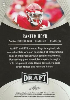 2021 Leaf Draft #22 Rakeem Boyd Back