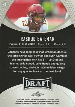 2021 Leaf Draft #33 Rashod Bateman Back