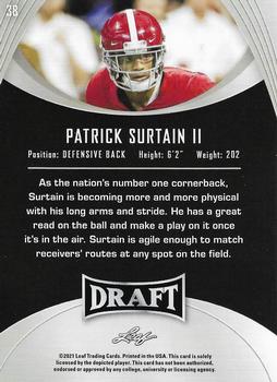 2021 Leaf Draft #38 Patrick Surtain II Back