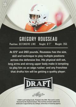 2021 Leaf Draft #39 Gregory Rousseau Back
