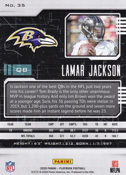 2020 Panini Playbook - Purple #35 Lamar Jackson Back